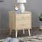 Freestanding Wooden Beside End Side Table Nightstand with 2 Deep Drawers